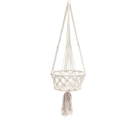 De Macrame Plantenhouder - Wit - L - Bazar Bizar