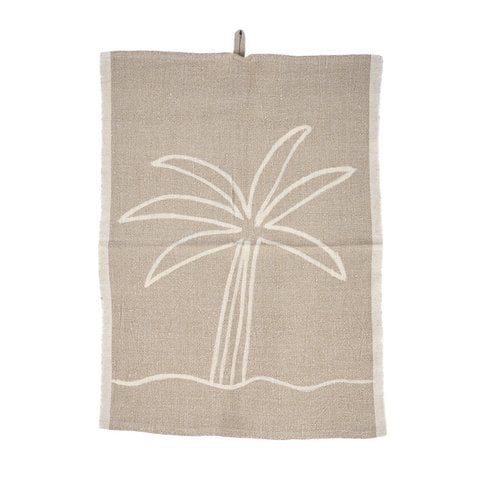 De Linnen Palmboom Keukenhanddoek - Natuurlijk Wit - 50x70 - Bazar Bizar
