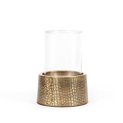 De Croco Kaarsenhouder met Glas - Messing - L - Bazar Bizar