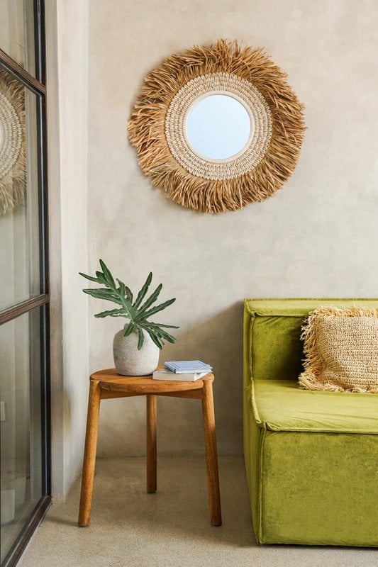 De Raffia Kauri Spiegel - Natuurlijk Wit - Bazar Bizar, foto 2