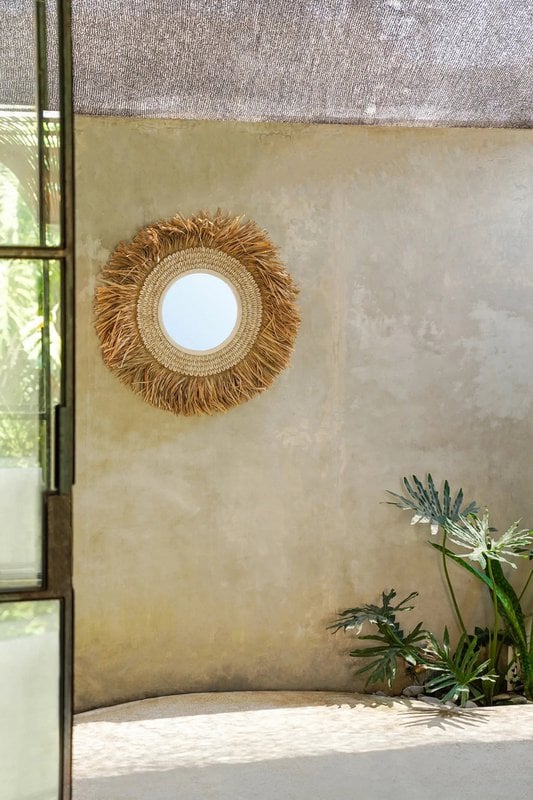 De Raffia Kauri Spiegel - Natuurlijk Wit - Bazar Bizar, foto 5