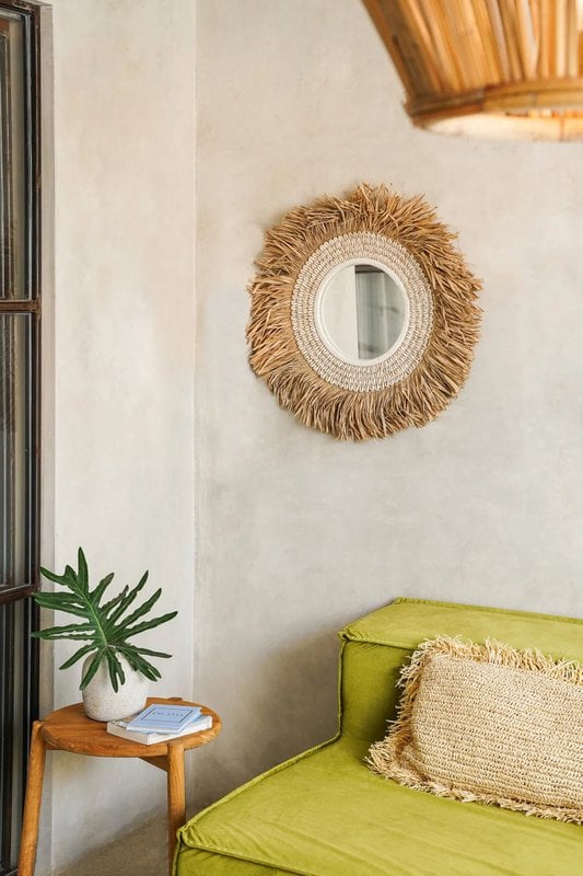 De Raffia Kauri Spiegel - Natuurlijk Wit - Bazar Bizar, foto 4