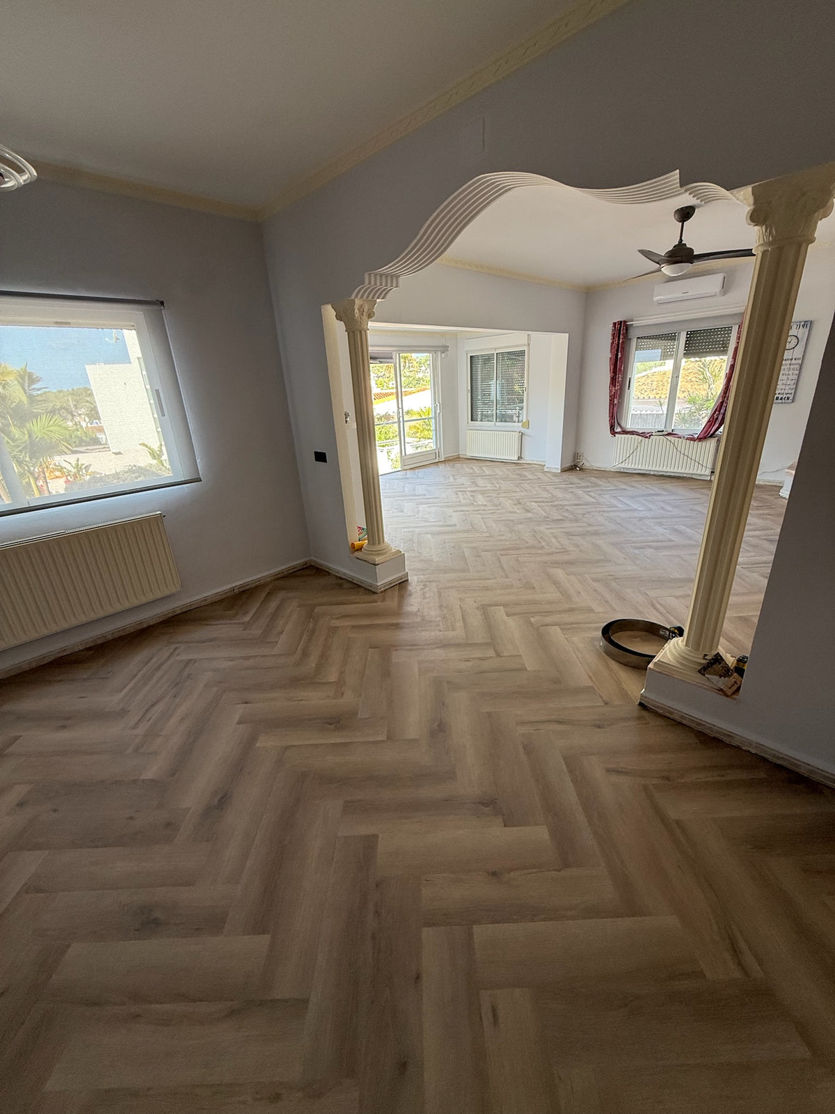 PVC herringbone flooring in a home in Moraira