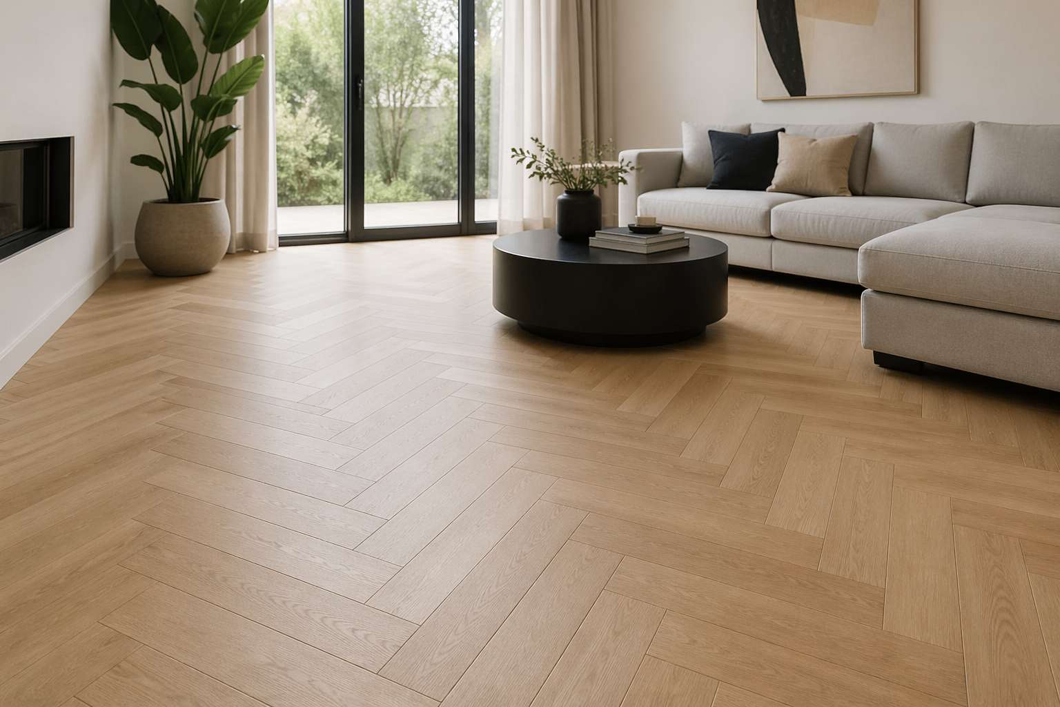 Herringbone PVC flooring installed on the Costa Blanca
