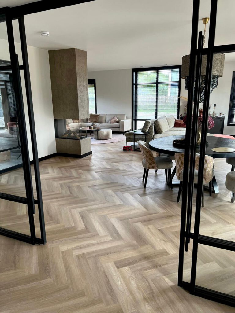 Herringbone LVT floor Spain - elegant pattern in luxury vinyl